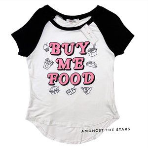 It Closet Buy Me Food White Black Ringer T-Shirt